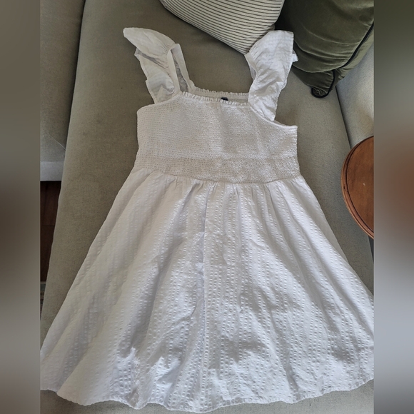 Fit & Flare Flutter-Sleeve Smocked Seersucker Mini Dress - Picture 2 of 7